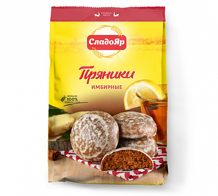 Пряники сырцовые "СЛАДОЯР" Имбирные, 350г